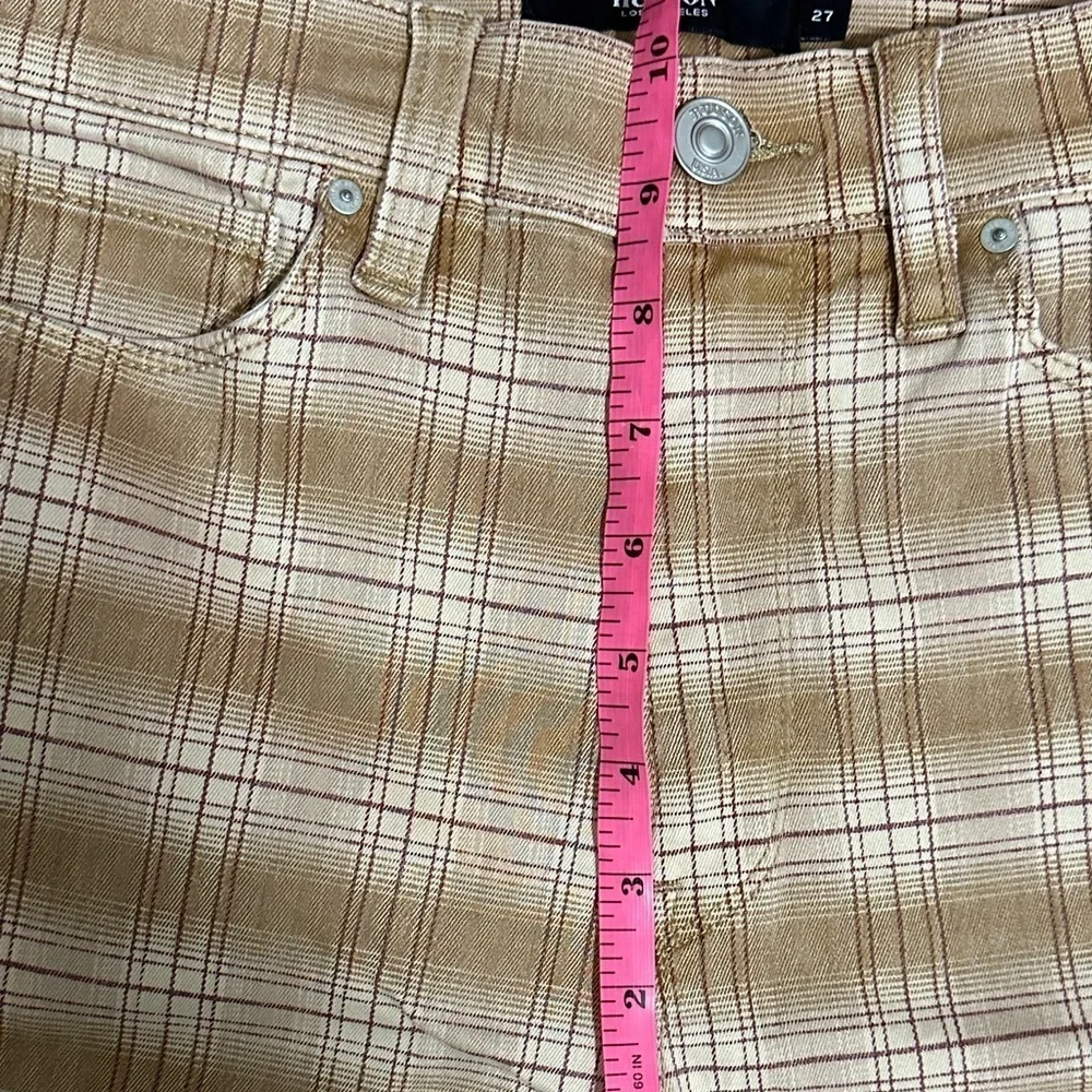Hudson Women’s Barbara High-Rise Bootcut Jeans in Tan Plaid Size 27 NWT